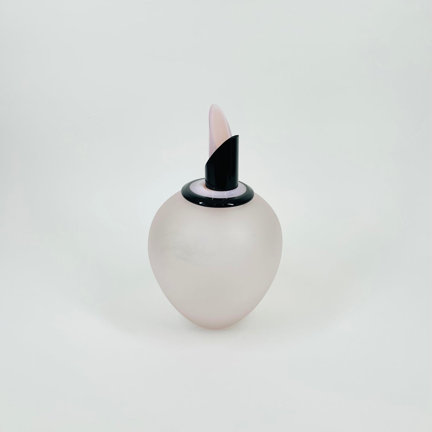 1980s MEMPHIS MILANO MOUTH BLOWN PINK BLACK GLASS PERFUME BOTTLE