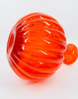 1970s ITALIAN EMPOLI ORANGE RIBBED GLASS ROUND BOTTLE VASE