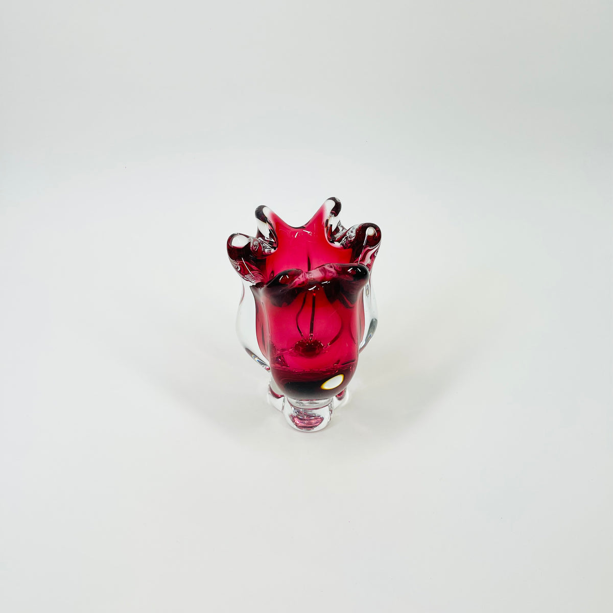 ANTIQUE MURANO PINK SOMMERSO GLASS MINIATURE VASE