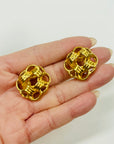 1996 CHANEL HOLLOW KNOTS CC LOGO BUTTON CLIP ON EARRINGS