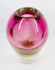 1950s PINK GREEN SOMMERSO MURANO SOMMERSO GLASS VASE WITH LATTICINO SWIRLS