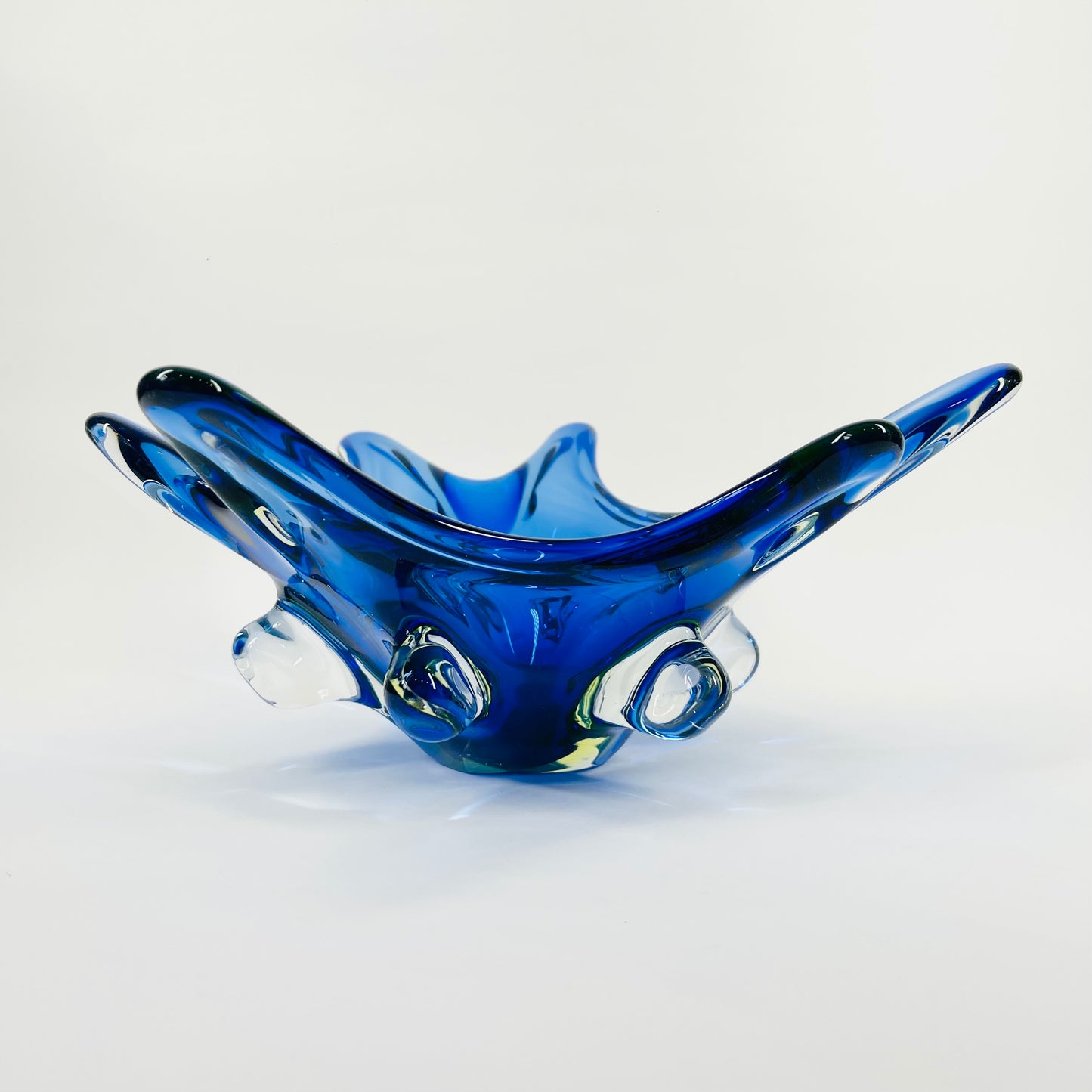 1940s URANIUM MURANO COBALT BLUE SOMMERSO GLASS BOWL