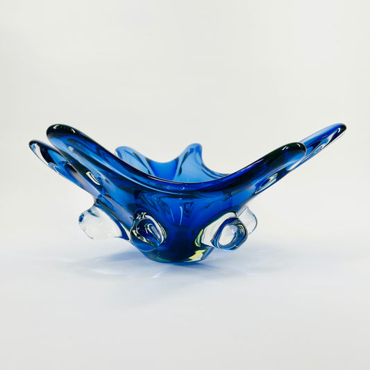 1940s URANIUM MURANO COBALT BLUE SOMMERSO GLASS BOWL