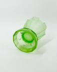ANTIQUE GREEN SATIN URANIUM GLASS FLOWER FROG