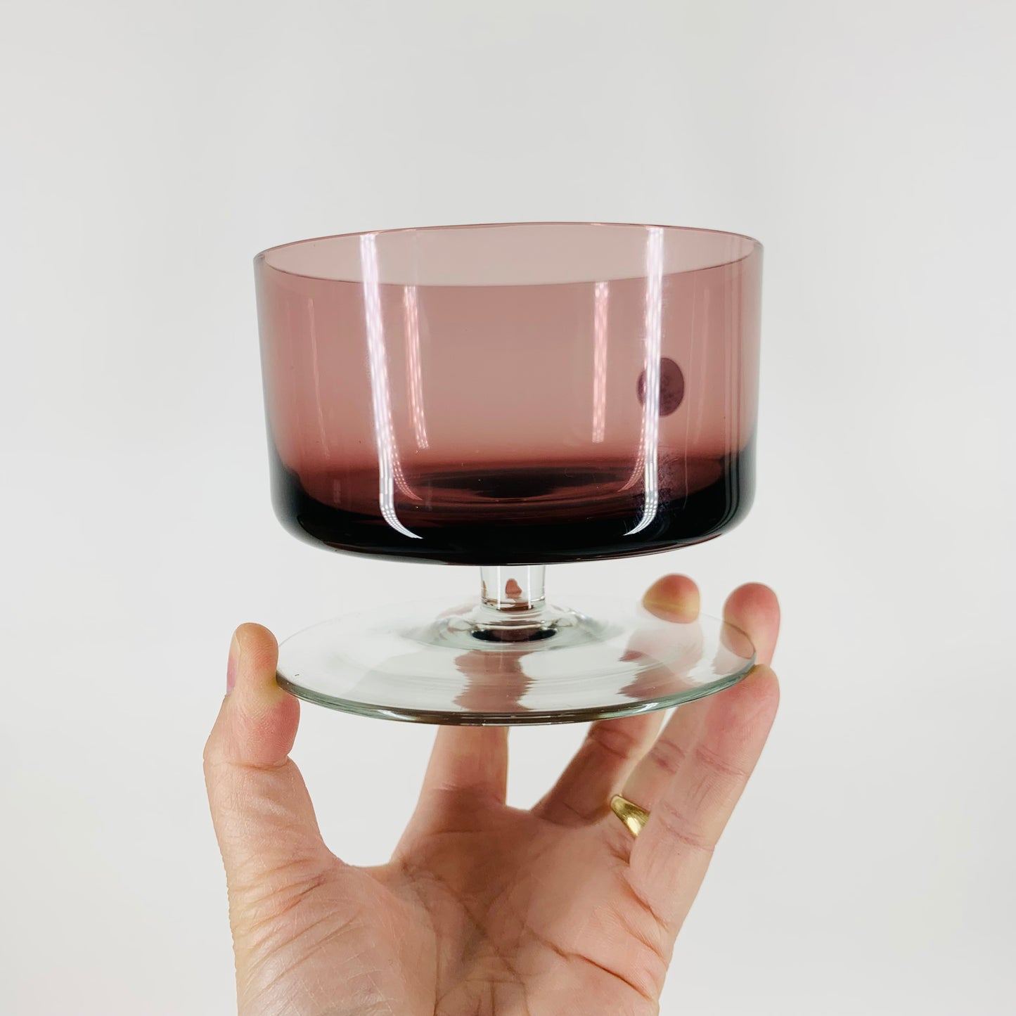 1950s POLISH AMETHYST GLASS WIDE COUPE