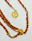 1984 CHANEL MATELASSE RED/BURGUNDY LEATHER GOLD PLATED LOGO BELT