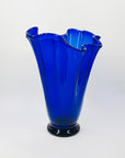 1960s MURANO COBALT BLUE FAZZOLETTO HANDKERCHIEF GLASS VASE