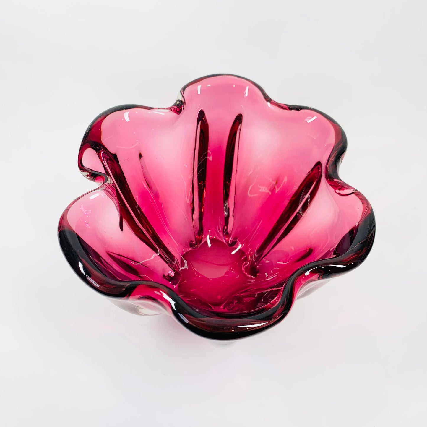 MCM MURANO PINK HANDKERCHIEF GLASS VASE