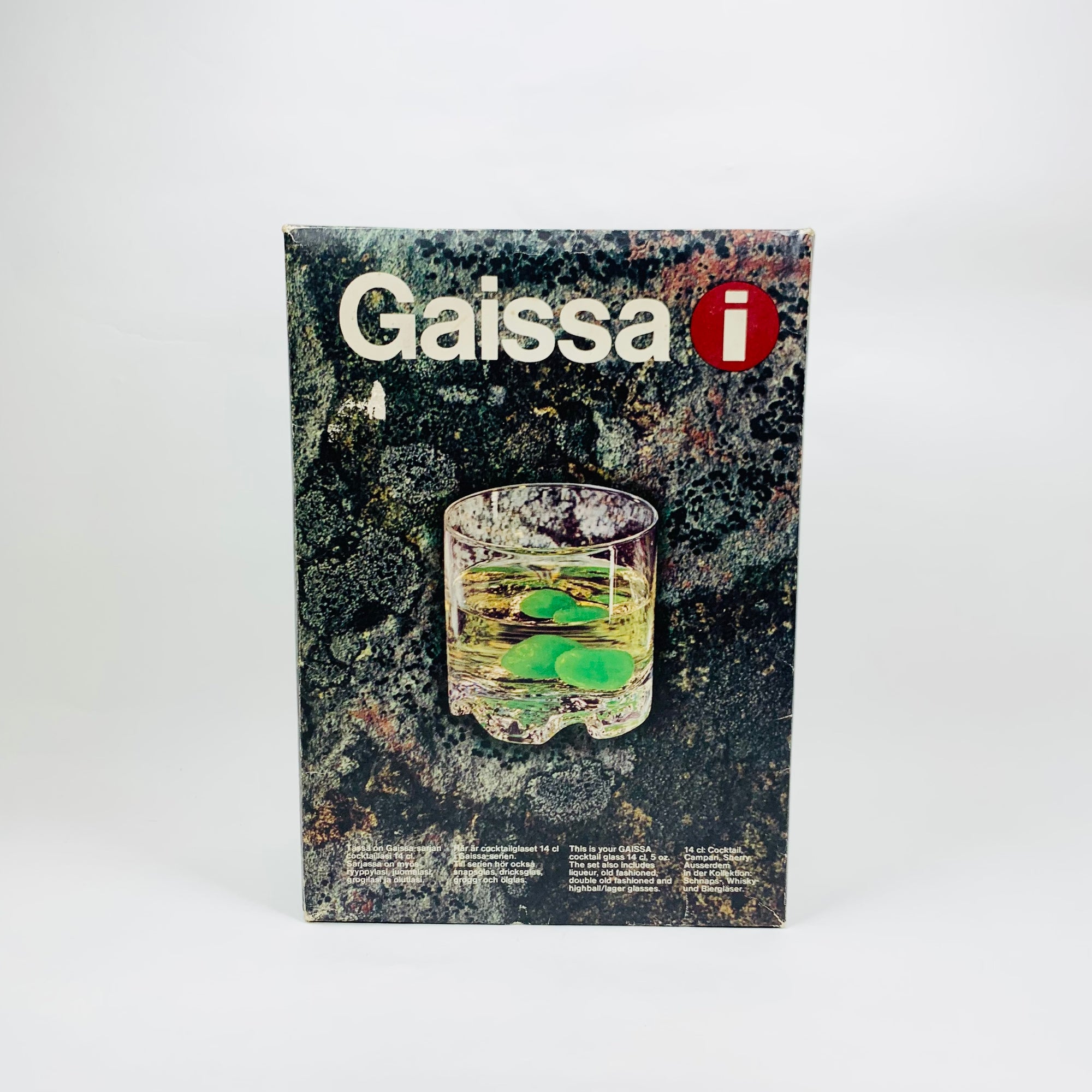 COMPLETE 1970s SET IITTALA GAISSA GLASS TUMBLERS IN ORIGINAL BOX