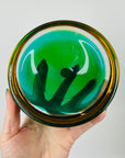 1940s GREEN GOLD AMBER MURANO FLAVIO POLI SOMMERSO GLASS MINI BOWL