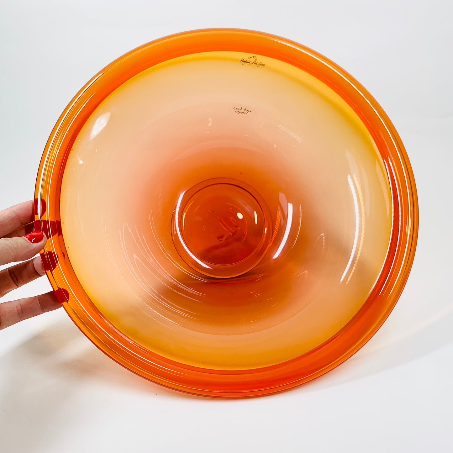 HOGLUND HAND MADE ORANGE GLASS BOWL