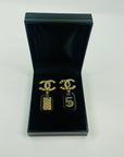 2023 LIMITED EDITION CHANEL NO.5 BLACK RESIN GOLD DROP DROP PIERCED EARRINGS