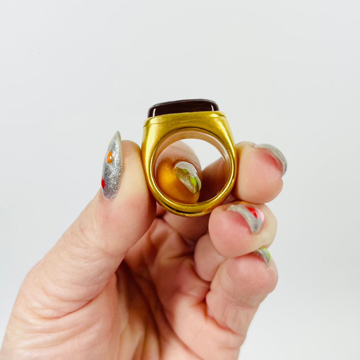 1980s CHANEL GRIPOIX AMBER SEAL RING