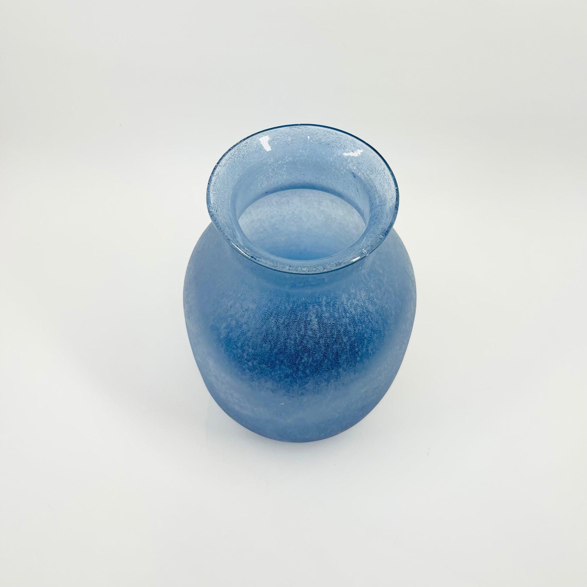 1980s BLUE ACID WASHED GLASS VASE