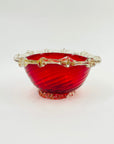 ANTIQUE VENETIAN RUBY RED PINCHED MINI BOWL BY SALVIATI