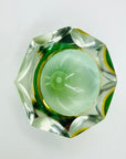 1920s LIGHT GREEN YELLOW SOMMERSO FACETED GLASS BOWL/ASHTRAY