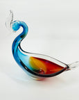 LARGE 1970s MURANO RED BLUE GLASS SWAN BOWL/ASHTRAY