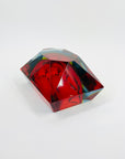 1950s MURANO RUBY BLUE YELLOW SOMMERSO FACETED RECTANGULAR GLASS BOWL