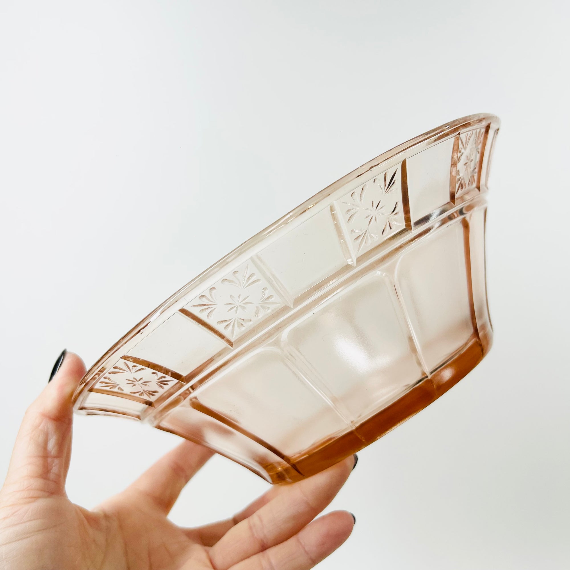 ANTIQUE DEPRESSION PINK PRESSED GLASS PLATE/BOWL/DINNER SERVICE
