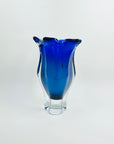 1960s POLISH ROYAL GALLEY COBALT BLUE OMBRE TWIST SOMMERSO GLASS VASE