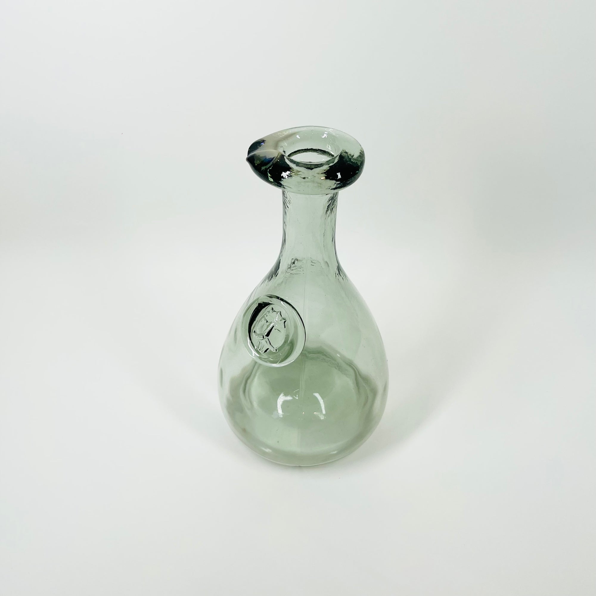 1950s HOLMEGAARD VIKING KING MEDALLION GREY GLASS CARAFE