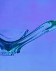 X-LARGE 1940s URANIUM MURANO BLUE SOMMERSO GLASS BOWL