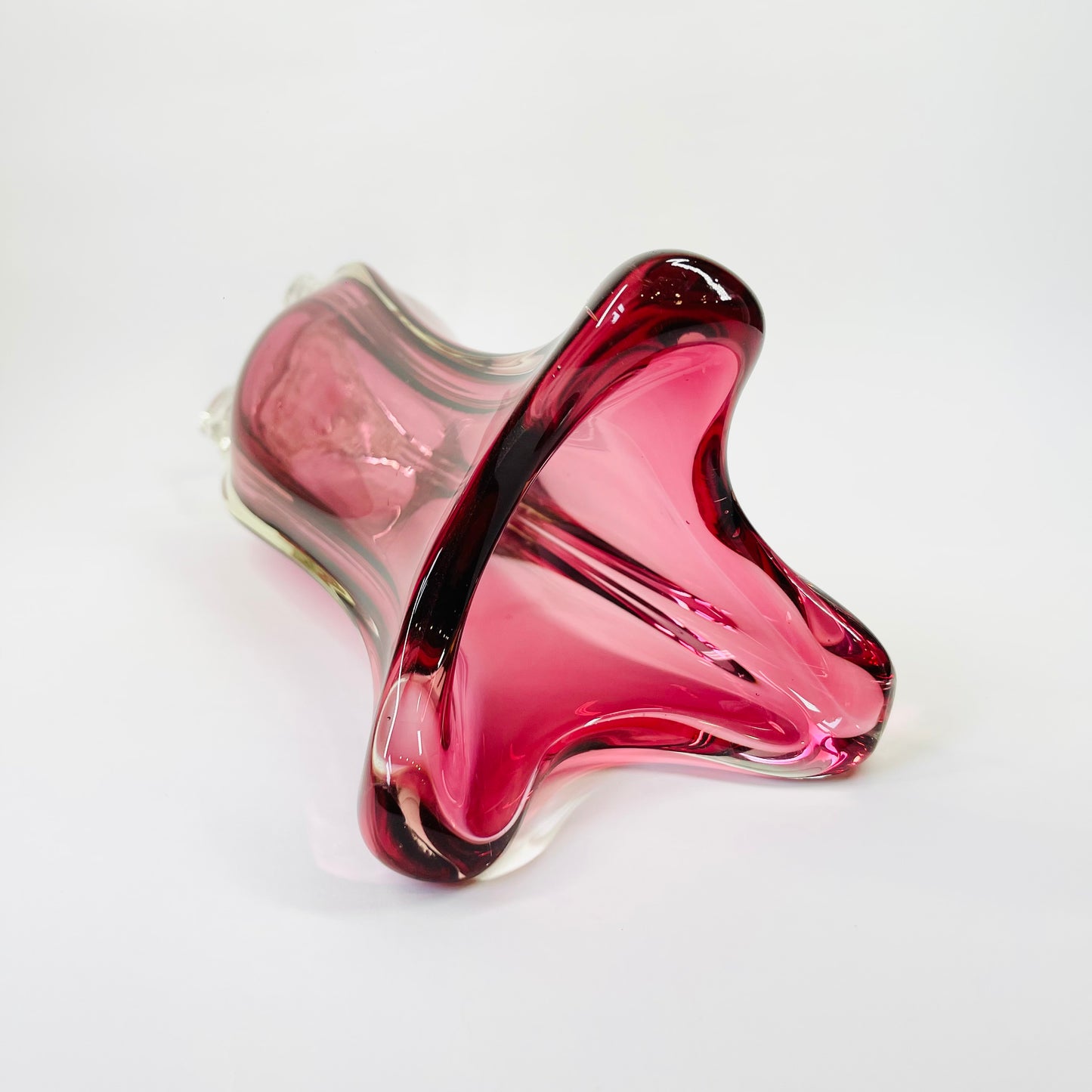 1970s MURANO PINK/CRANBERRY GLASS PAPERWEIGHT VASE