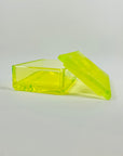 URANIUM GLASS NUDE MOTIF LIDDED BOX
