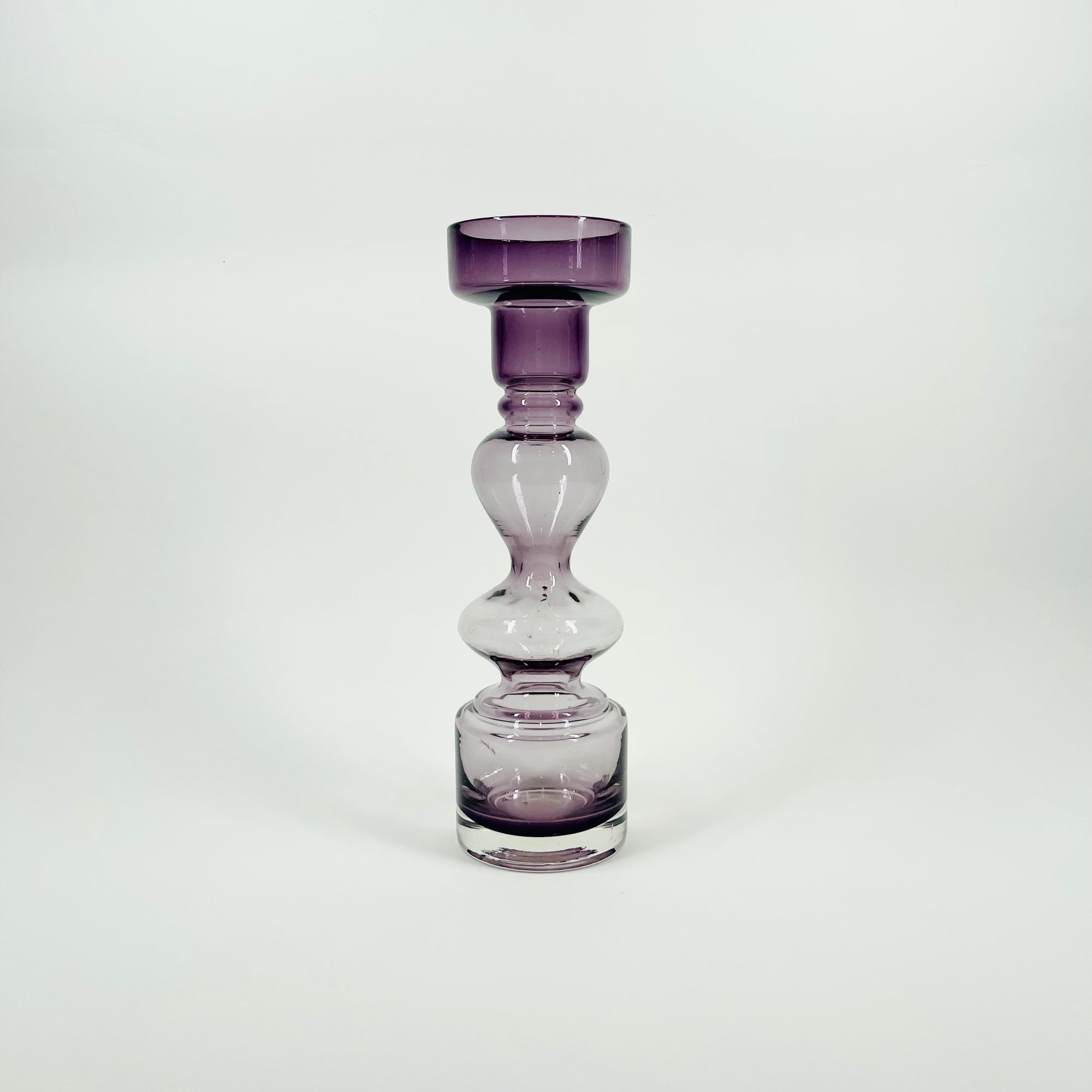 1960s SWEDISH ASEDA PURPLE SOMMERSO GLASS CANDLE HOLDER/POSY VASE