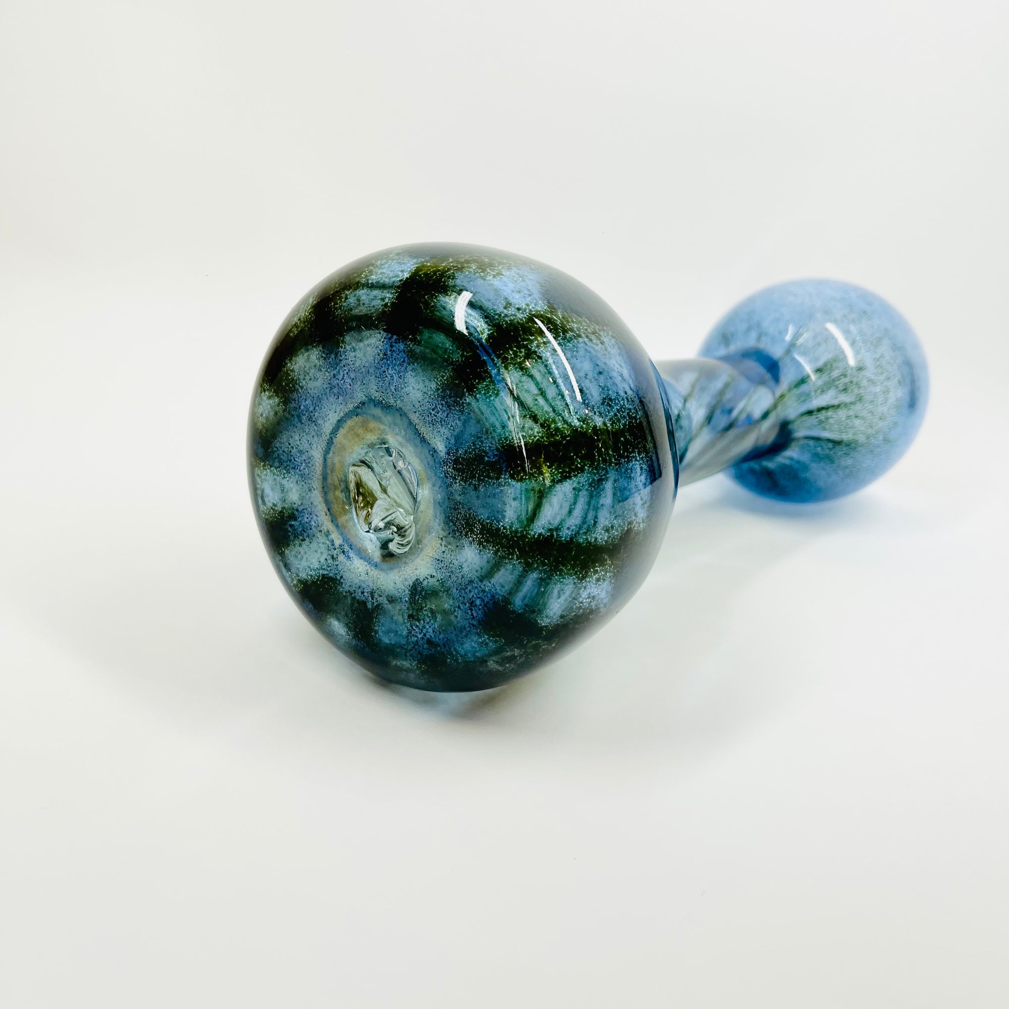 1980s KOSTA BODA MOUTH BLOWN BLUE ART GLASS VASE BY GORAN WARFF