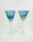 1980s MOUTH BLOWN MURANO BLUE SPATTER GLASSES