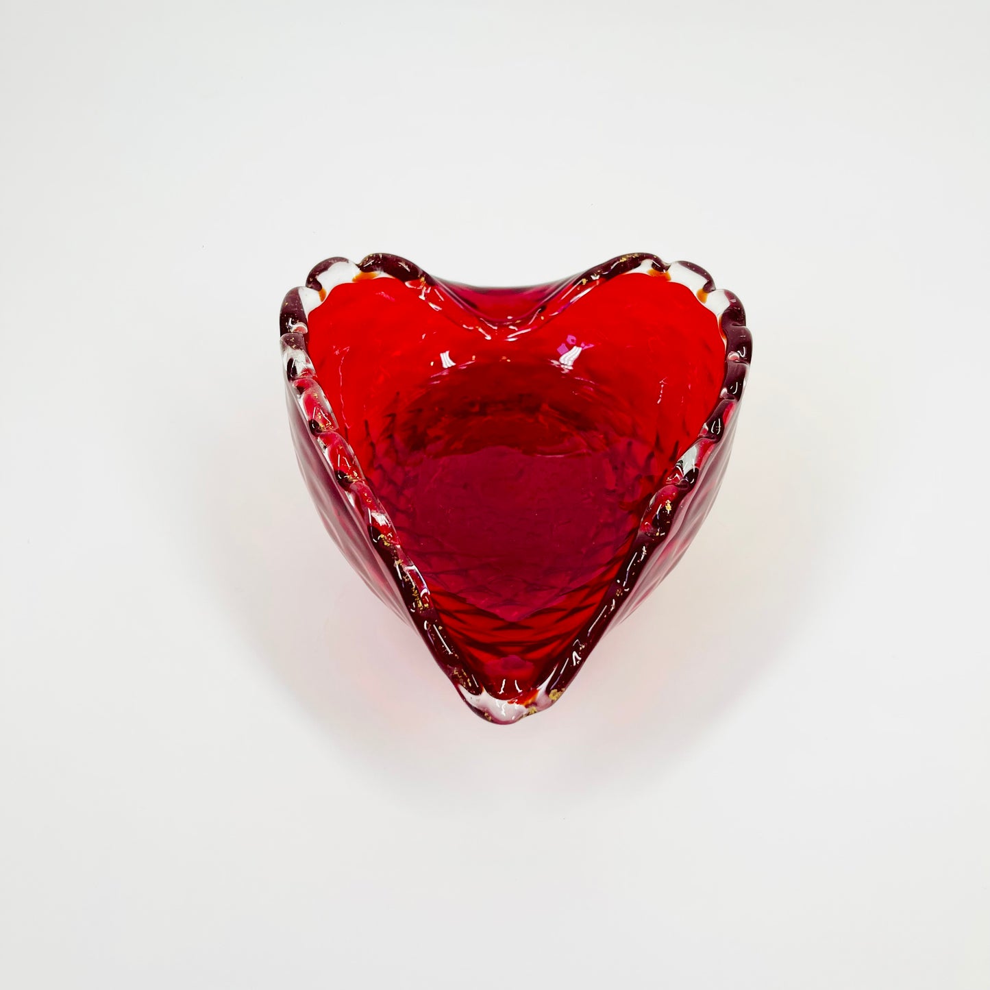 ANTIQUE MURANO RED HEART PINCH BOWL