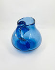 SIGNED 1980s AUSTRALIAN MOUTH BLOWN COBALT BLUE GLASS JUG BY STEPHEN MORRIS