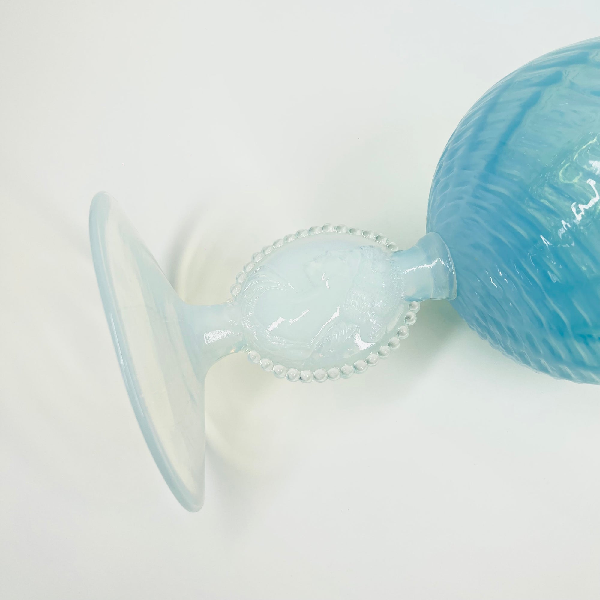 1940s EMPOLI BLUE OPALESCENT OPTICAL GLASS VASE