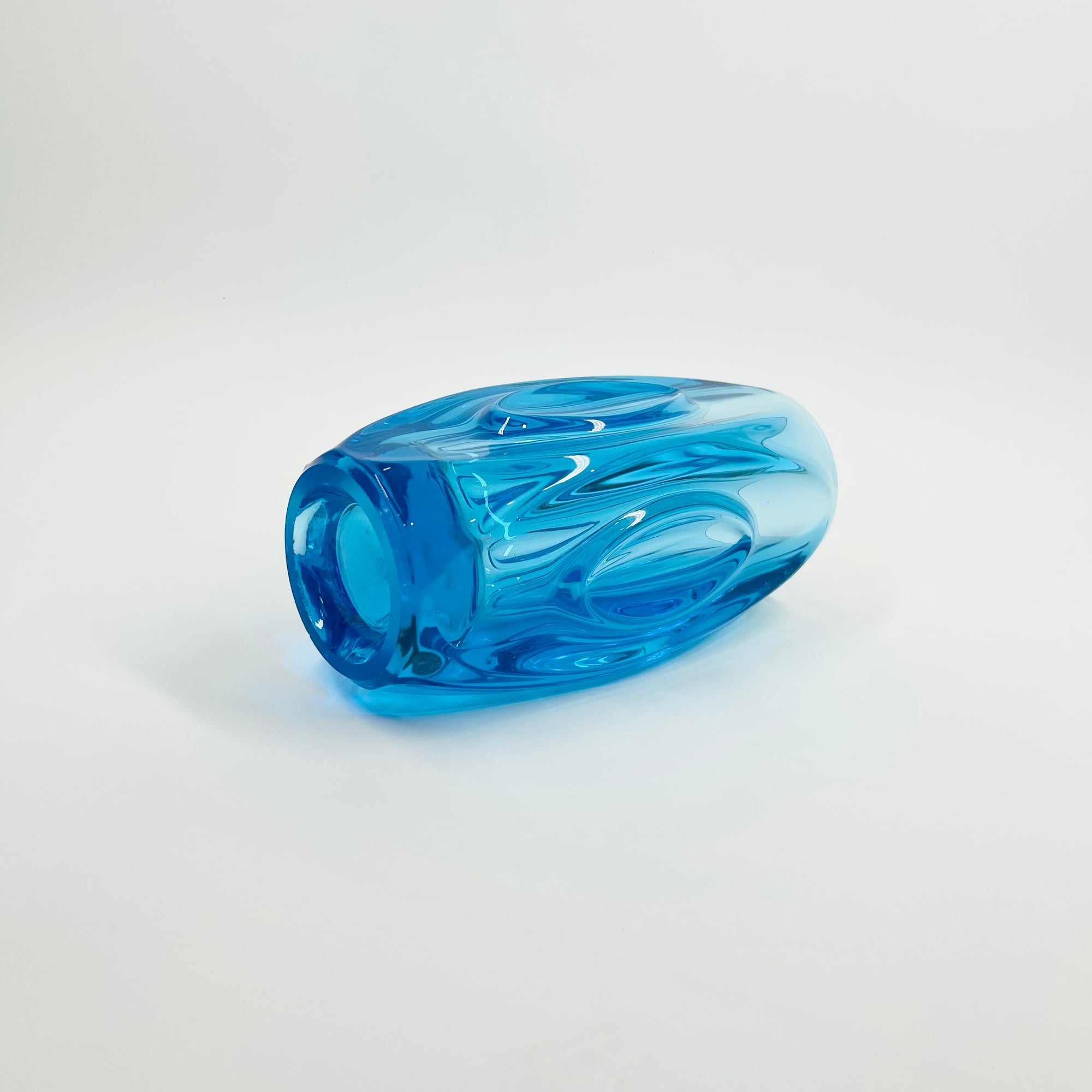 1960s SKLO UNION ROSICE LENS GLASS VASE BY RUDOLF SCHROTTER