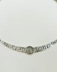 ANTIQUE STERLING SILVER GREEK KEYS ROMAN COIN NECKLACE