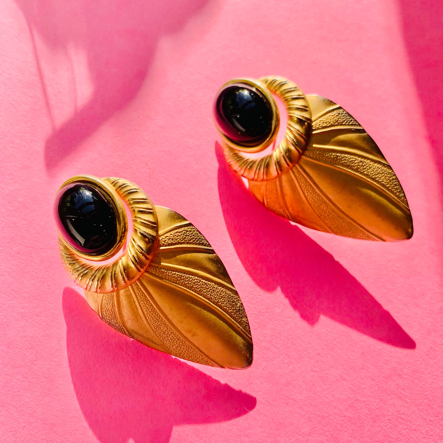 ANTIQUE ART DECO BLACK SCARAB DROP EARRINGS