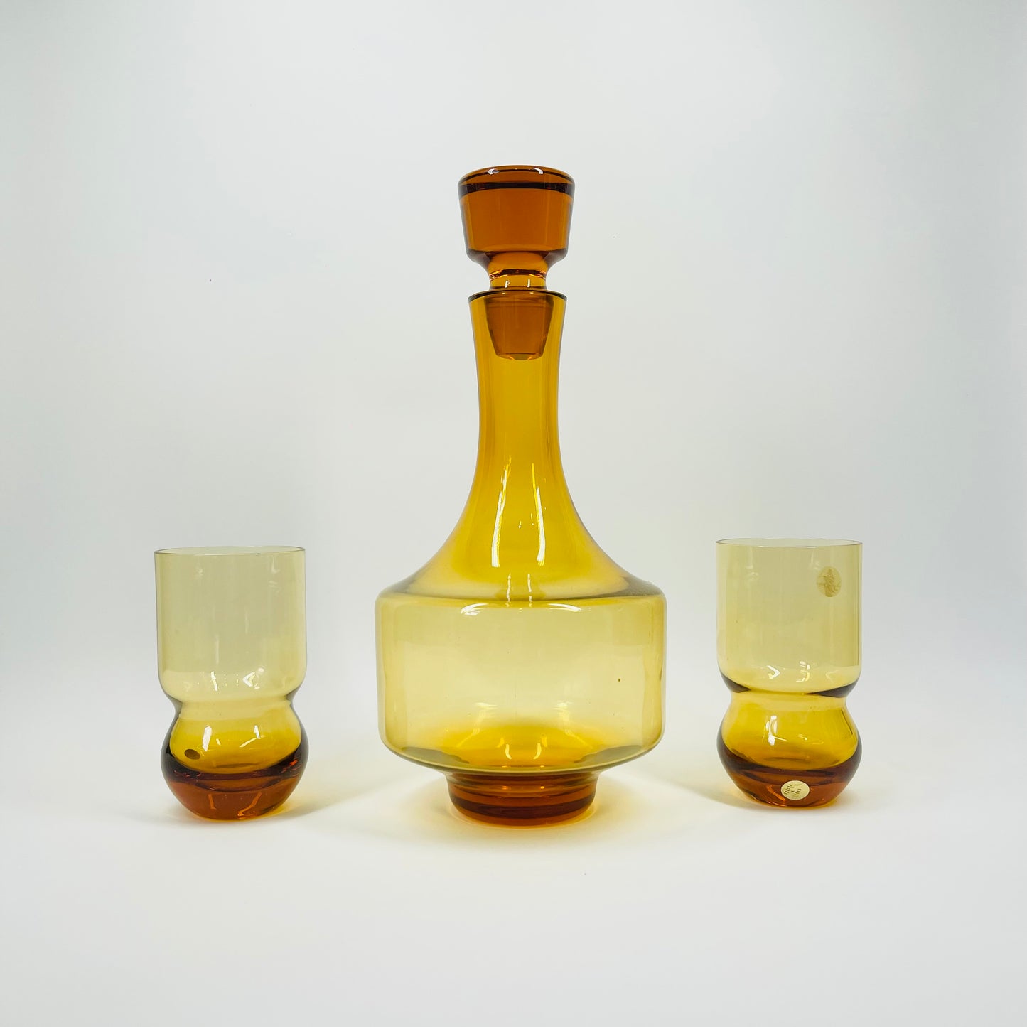 1970s POLISH AMBER GLASS DECANTER