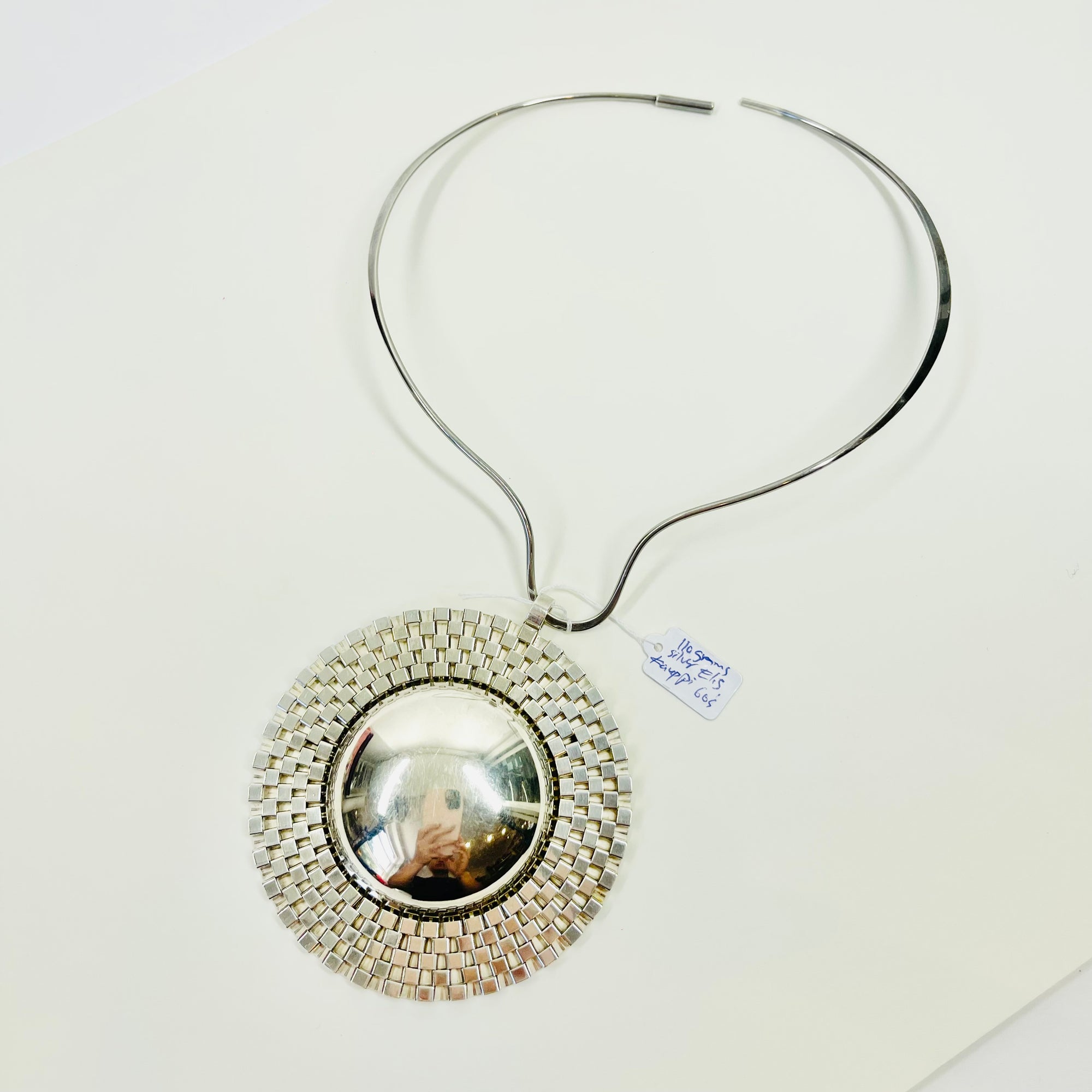 1960s STERLING SILVER MOUNTAIN STREAM PENDANT NECKLACE BY FINNISH MASTER ELIS KAUPPI