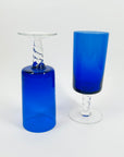 1950s COLOUR FLUTES/COCKTAIL HIGHBALL GLASSES WITH CLEAR TWIST STEM