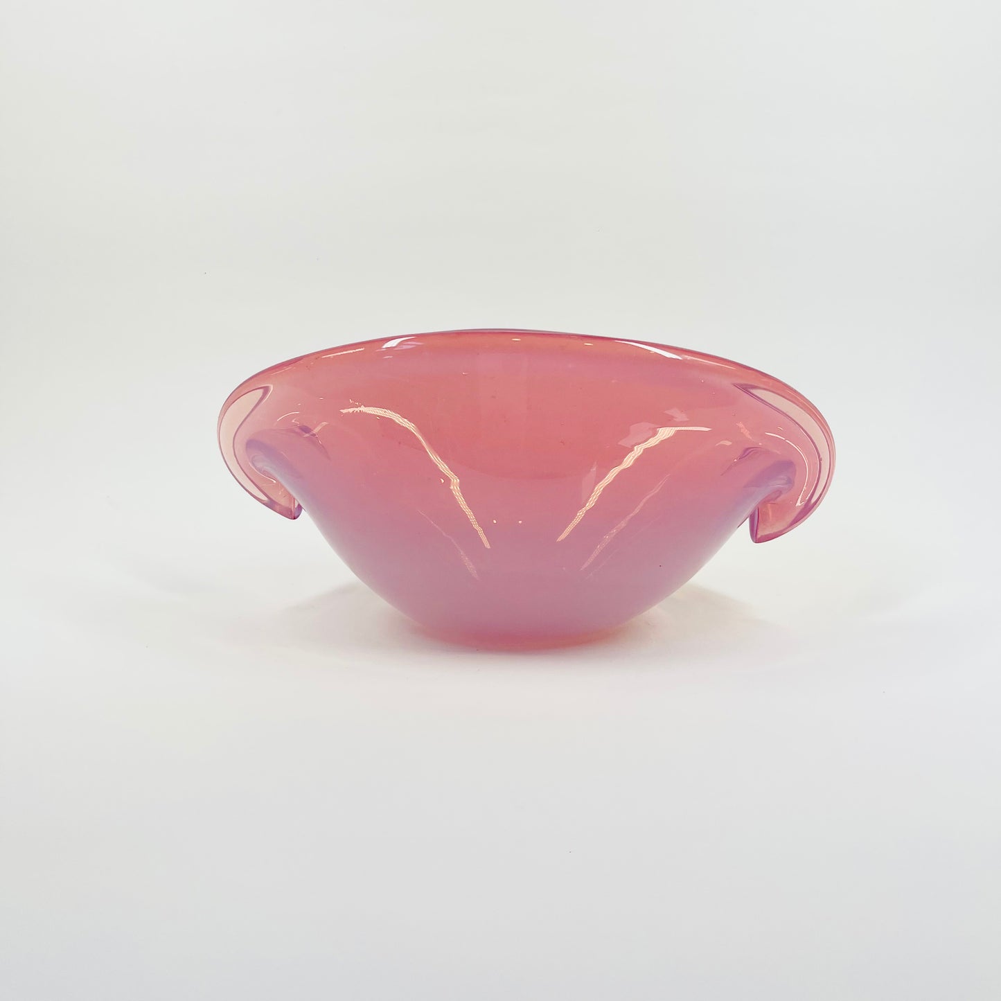 1950s PINK MURANO OPALESCENT GLASS SHELL BOWL