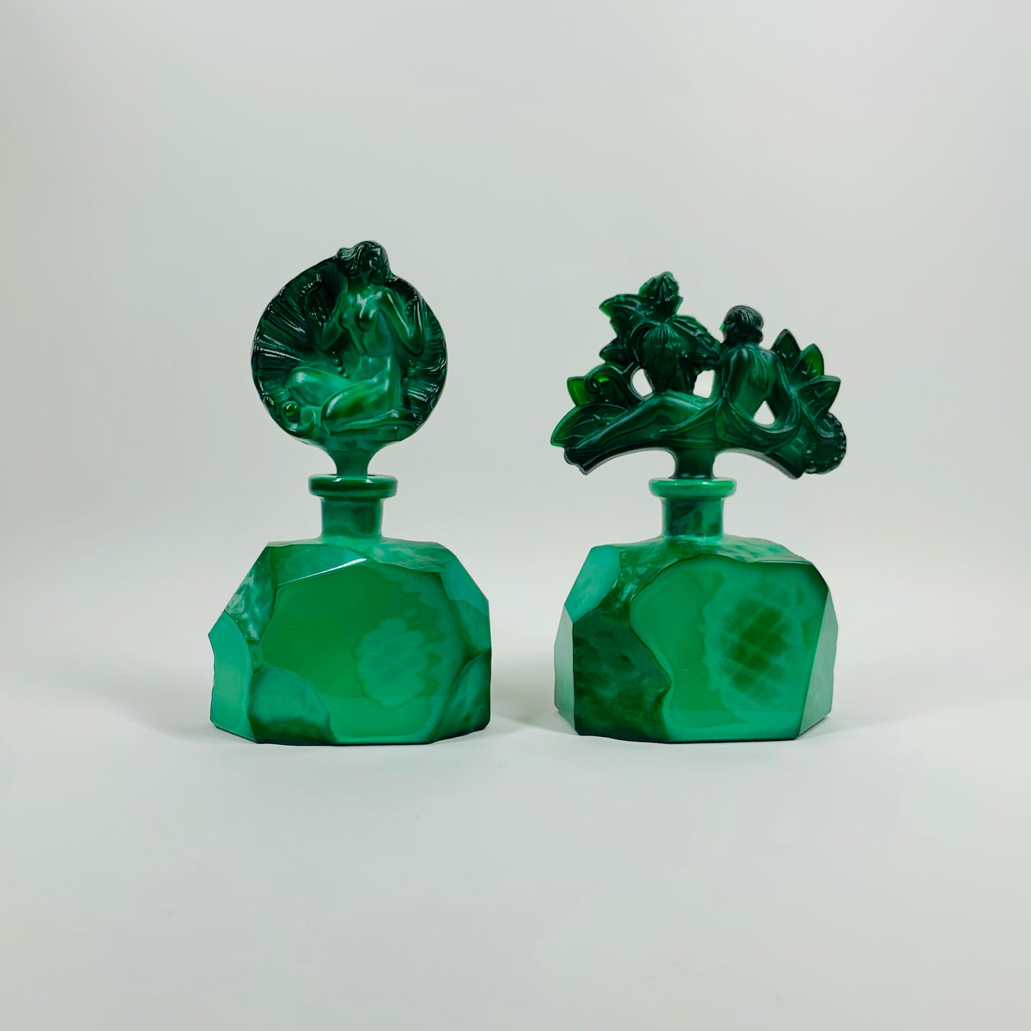 ART DECO MALACHITE GLASS PERFUME BOTTLE