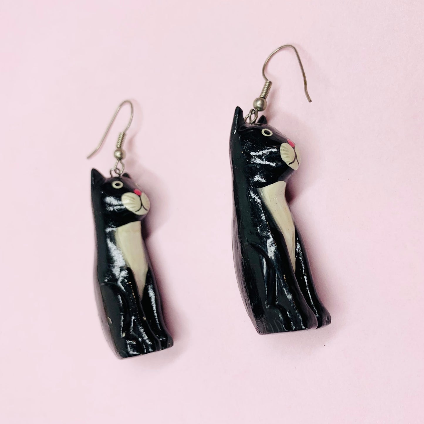 1950s BLACK KITTY DROP EARRINGS