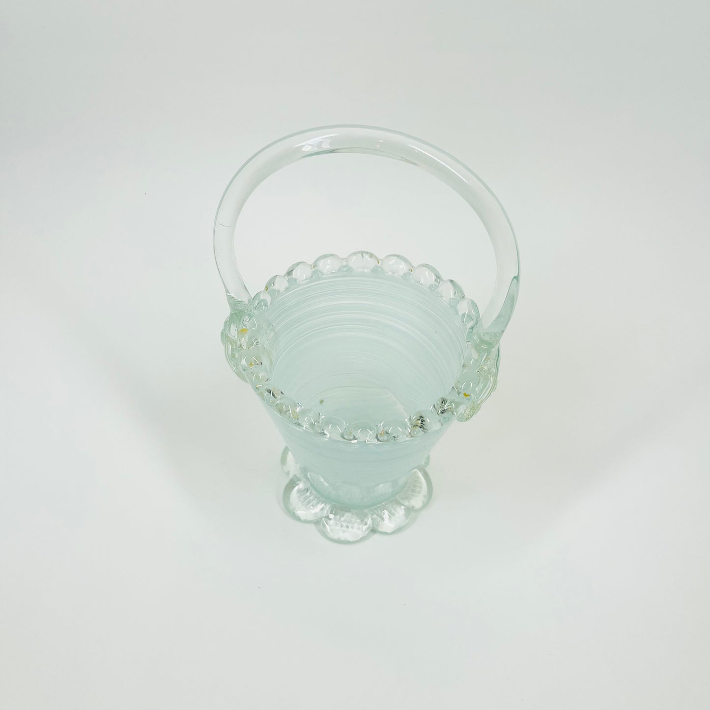 1950s VENETIAN BLUE LATTICINO GLASS BASKET