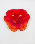 1950s MURANO RED PINCHED BOWL/ASHTRAY WITH CONTROLLED BUBBLES