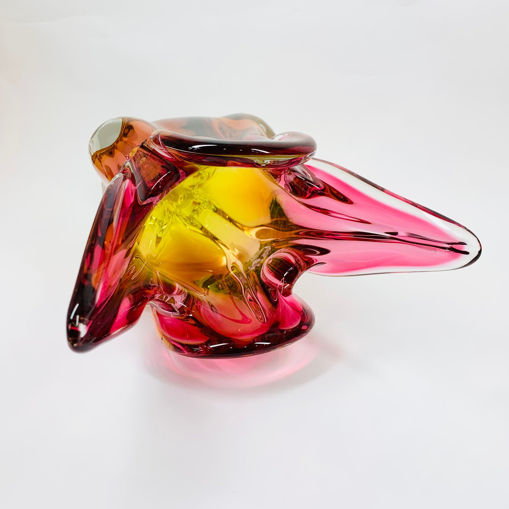1960s SKLO UNION GREEN SOMMERSO GLASS VASE BY JOSEF HOSPODKA