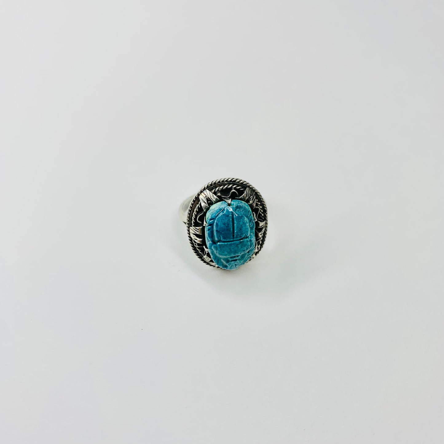 ANQUE BLUE SCARAB SILVER RING