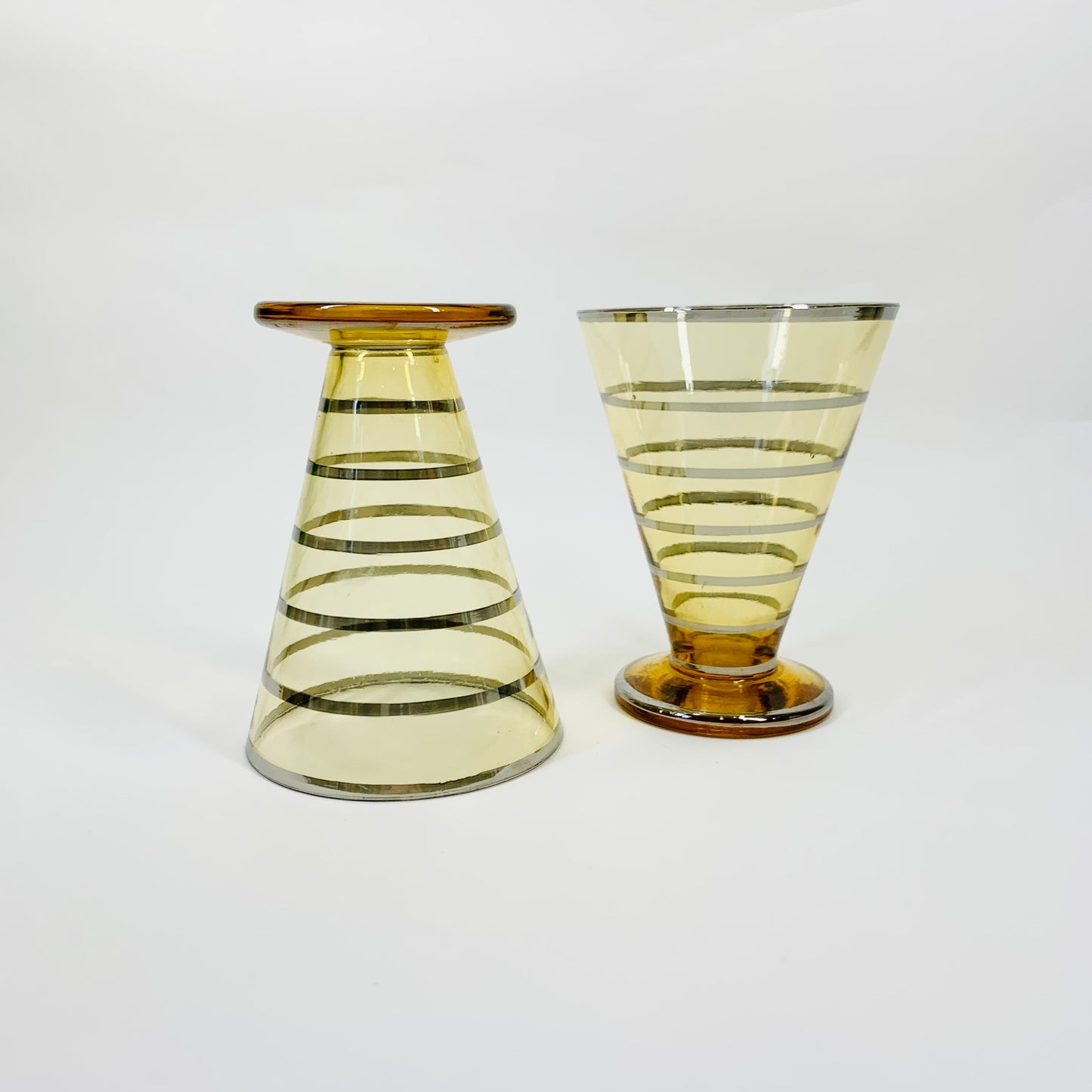 50s AMBER SILVER GILDED CONICAL/COCKTAIL GLASSES