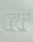 ANTIQUE ART DECO BAYEL BACCHANTE NUDE STEM COUPE GLASSES