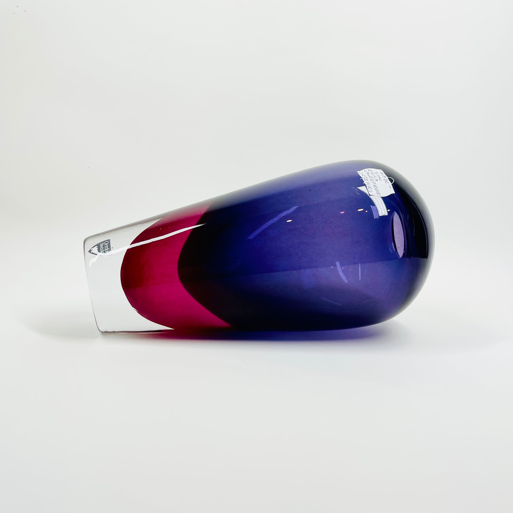 1990s HAZE PURPLE PINK SOMMERSO GLASS VASE BY ERICA LAGERBIELKE FOR KOSTA BODA